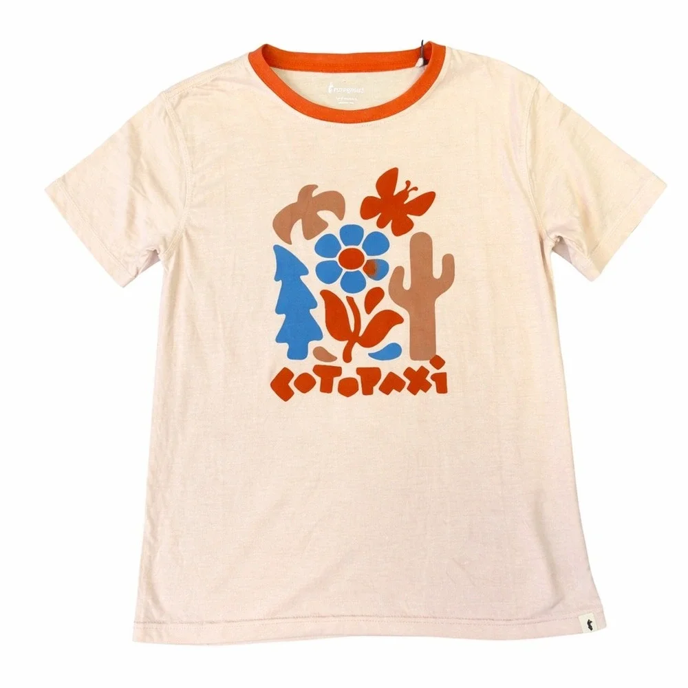 Cotopaxi Kids Day Hike T-Shirt Sand Unisex M Desert Butterfly Cactus Graphic NEW
